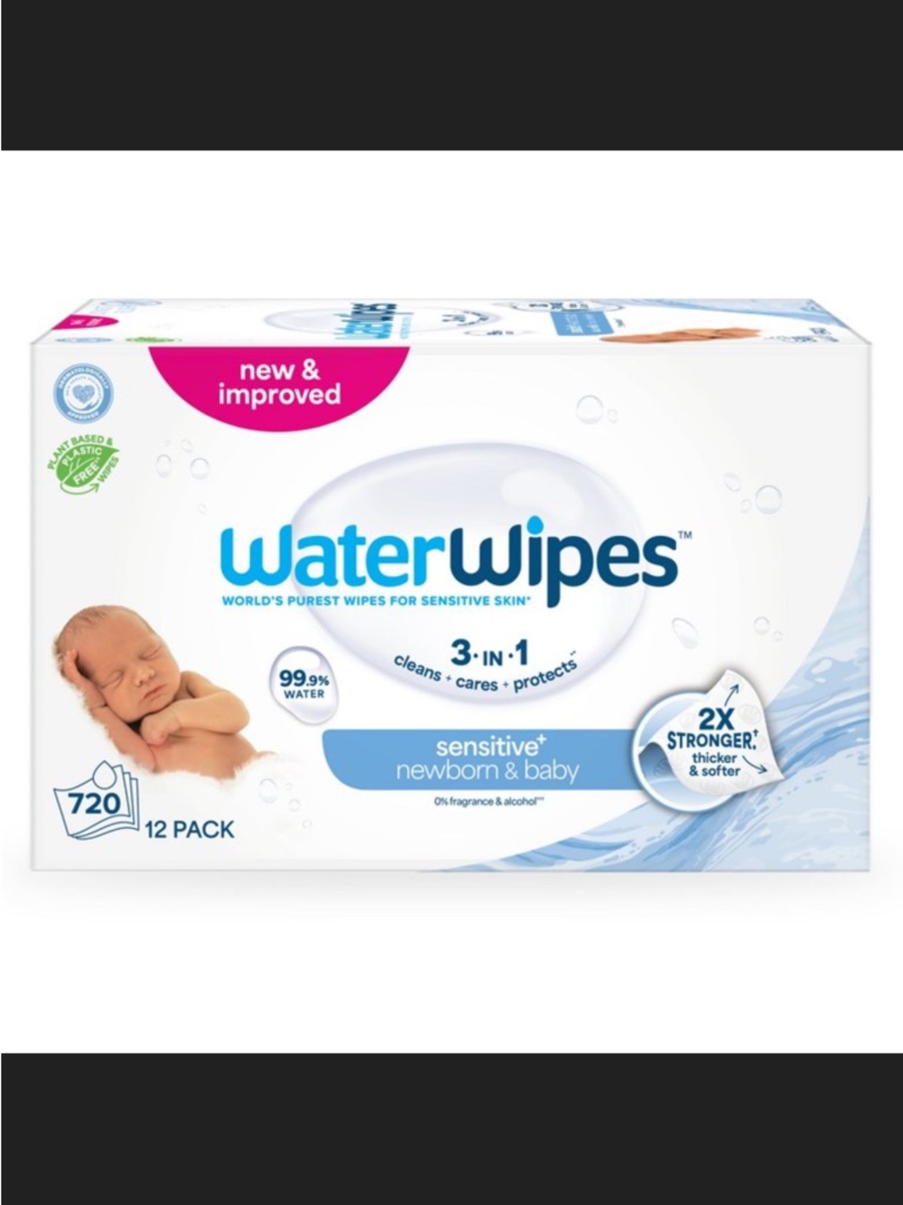 720 Pack WaterWipes Sensitive Newborn & Baby Wipes - White & Light Blue Pack